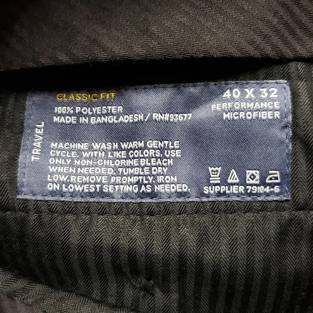 Stafford Dress Pants Mens 40x32 Grey Travel Performance Microfiber Classic Fit